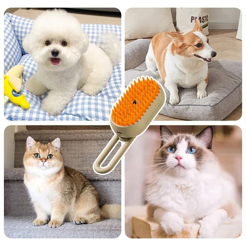 Cepillo para mascotas a vapor recargable